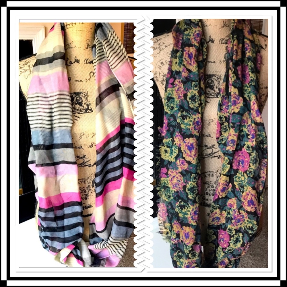 2 Patterned Infinity Scarves